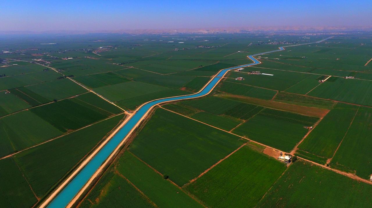 An aerial view of an irrigation channel extending across Türkiye's Sanliurfa, August 29, 2019. (AA Photo)